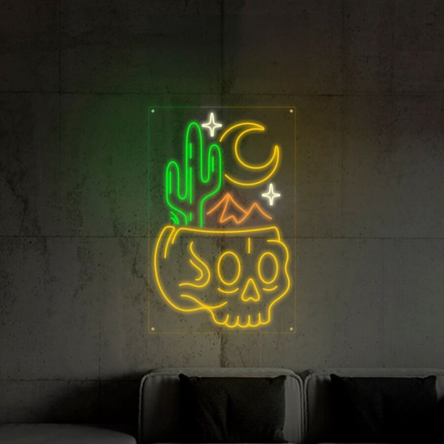 Desert Skull Head Neon Sign For Edgy And Artistic Spaces | Shineneon