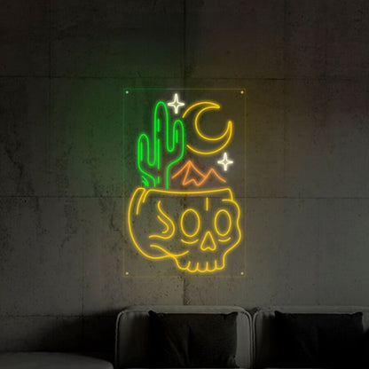 Desert Skull Head Neon Sign For Edgy And Artistic Spaces | Shineneon