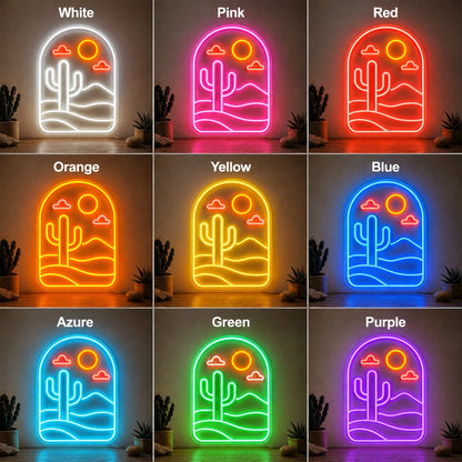 Desert Sun Cactus LED Neon Sign color grid