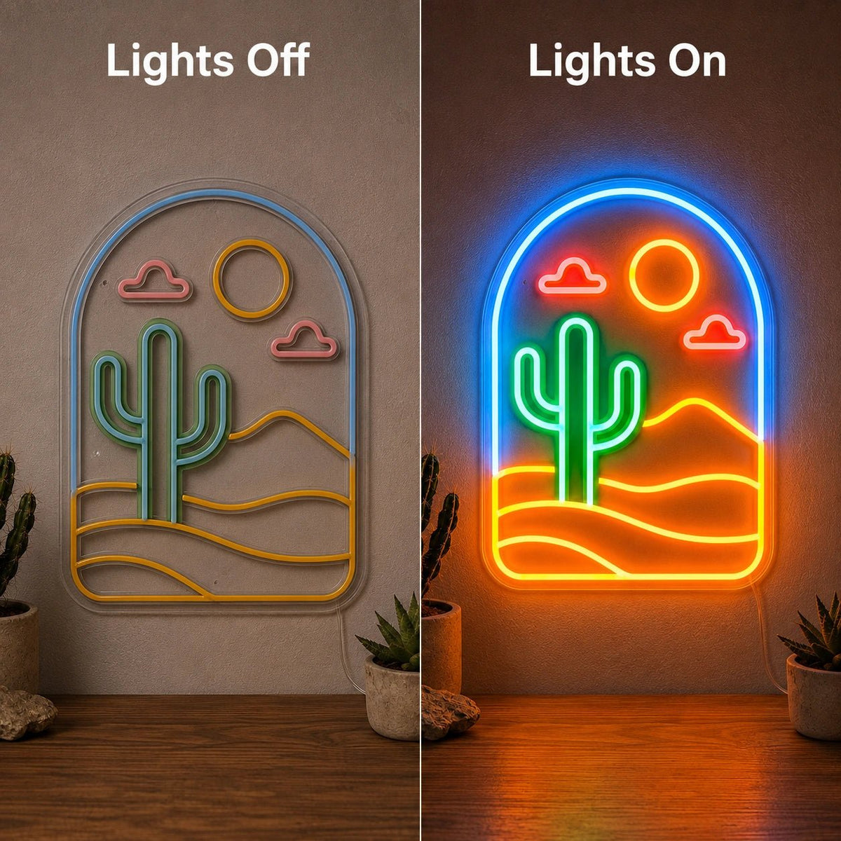 Desert Sun Cactus LED Neon Sign - Shineneon