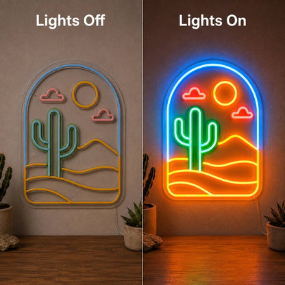 Desert Sun Cactus LED Neon Sign - Shineneon