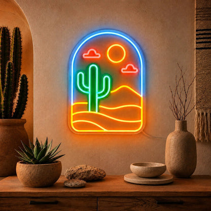 Desert Sun Cactus LED Neon Sign - Shineneon