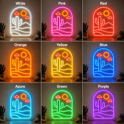 Desert Sun Cactus LED Neon Sign - Shineneon