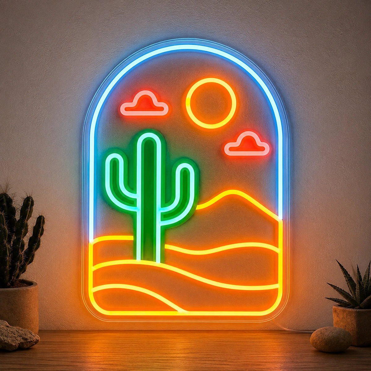 Desert Sun Cactus LED Neon Sign - Shineneon