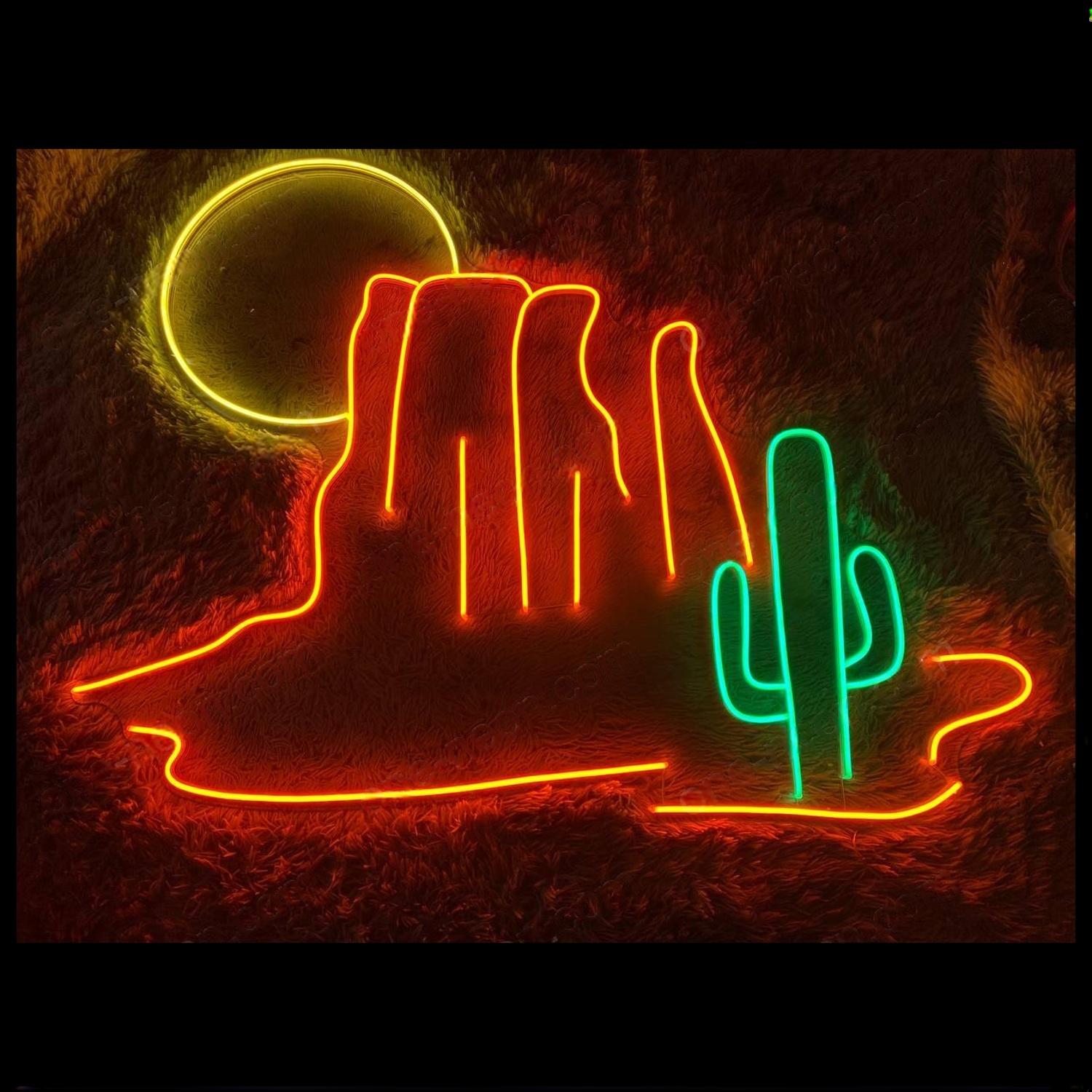 Desert Sunset Mountain Cactus Led Neon Sign For Indoor Bar Cafe Decor | Shineneon