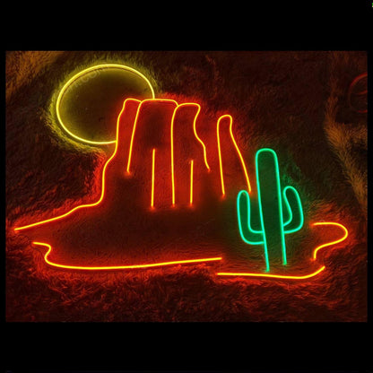 Desert Sunset Mountain Cactus Led Neon Sign For Indoor Bar Cafe Decor | Shineneon