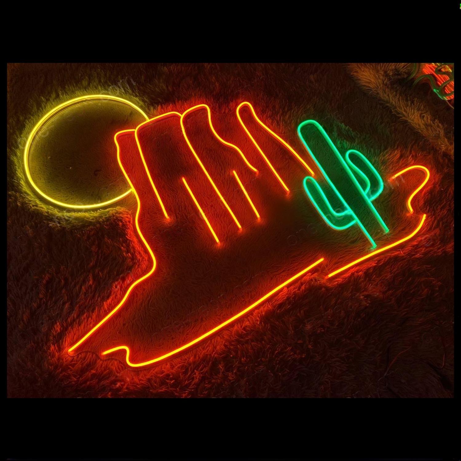 Desert Sunset Mountain Cactus Led Neon Sign For Indoor Bar Cafe Decor | Shineneon