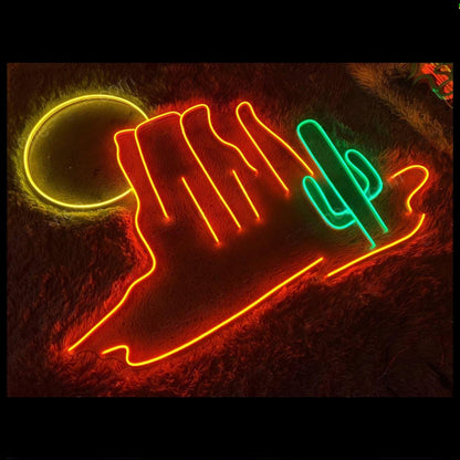 Desert Sunset Mountain Cactus Led Neon Sign For Indoor Bar Cafe Decor | Shineneon