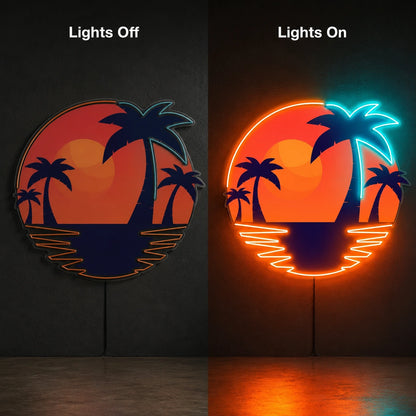 Desert Sunset Neon Sign LED Neon Sign day and night comparison