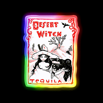 Desert Witch Tequila Party Drink Tequila Led Neon Sign Rgb Color - LED neon sign close-up detail
