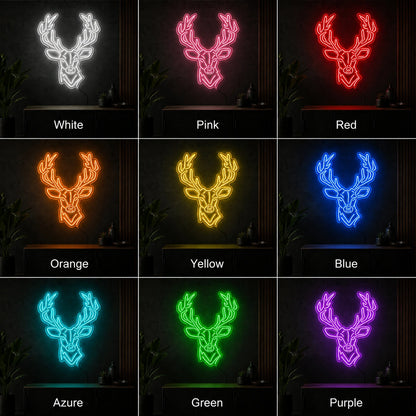 Detailed Buck Head LED Neon Sign color grid