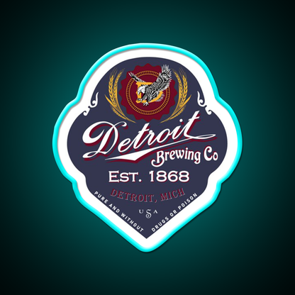 Detroit Brewing Company Beer Bar Decor Led Neon Sign Rgb Color - Size and dimension reference
