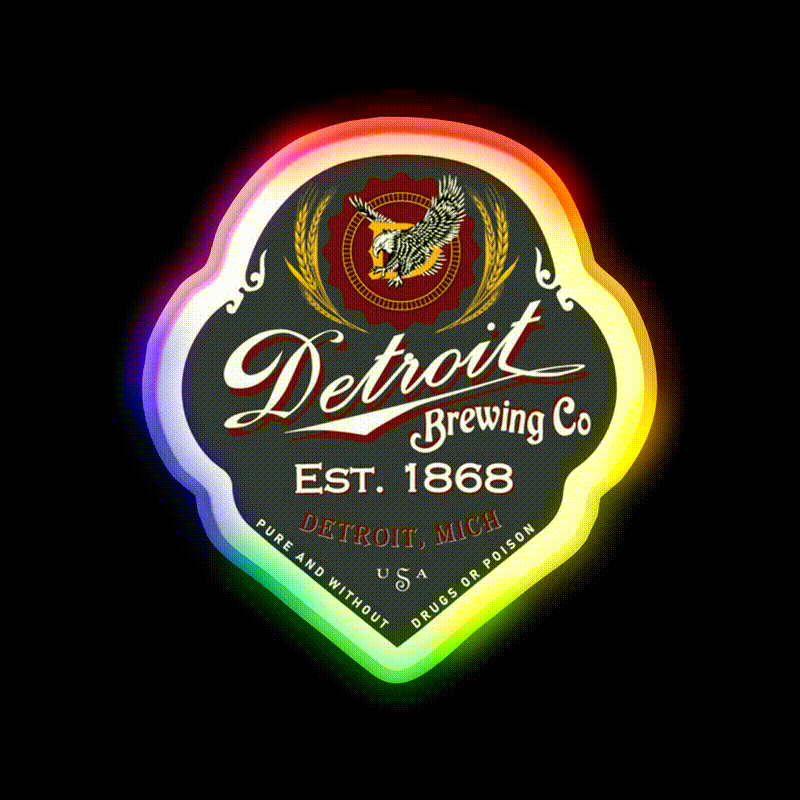 Detroit Brewing Company Beer Bar Decor Led Neon Sign Rgb Color - LED neon sign close-up detail