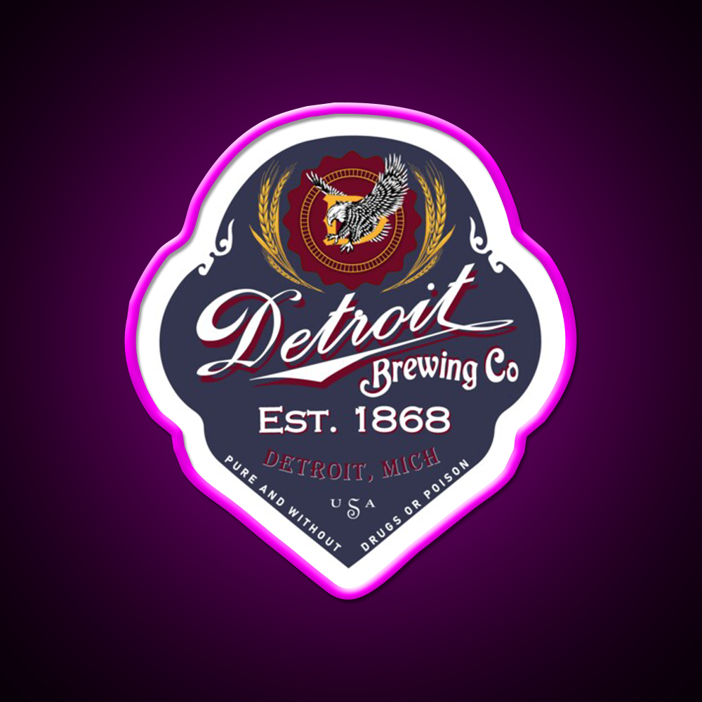 Detroit Brewing Company Beer Bar Decor Led Neon Sign Rgb Color - Neon sign mounted on wall in room
