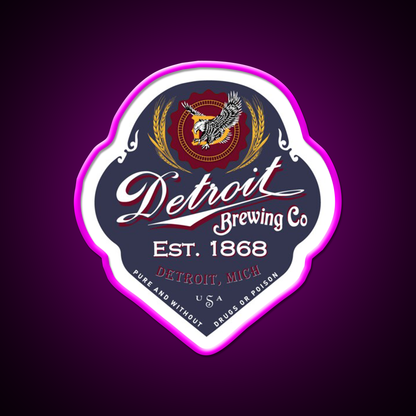 Detroit Brewing Company Beer Bar Decor Led Neon Sign Rgb Color - Neon sign mounted on wall in room