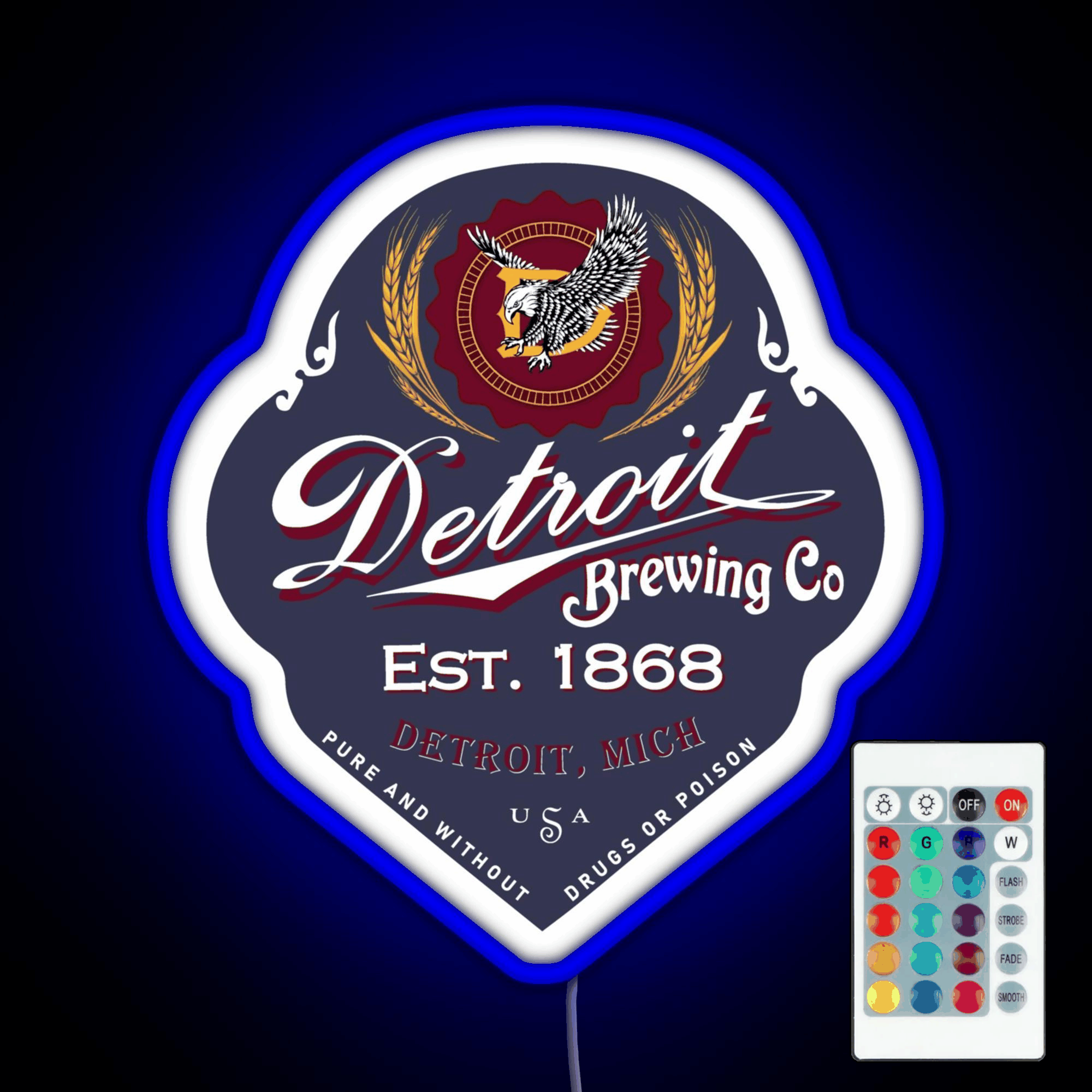 Detroit Brewing Company Rgb Led Neon Sign Pop Wall Art