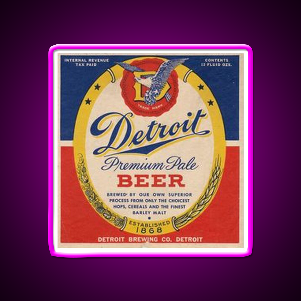 Detroit Premium Pale Beer Bar Decor Led Neon Sign Rgb Color