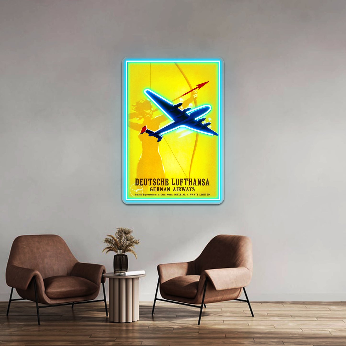 Deutsche Lufthansa German Airway Advertising Print Wall Artwork Neon Signs