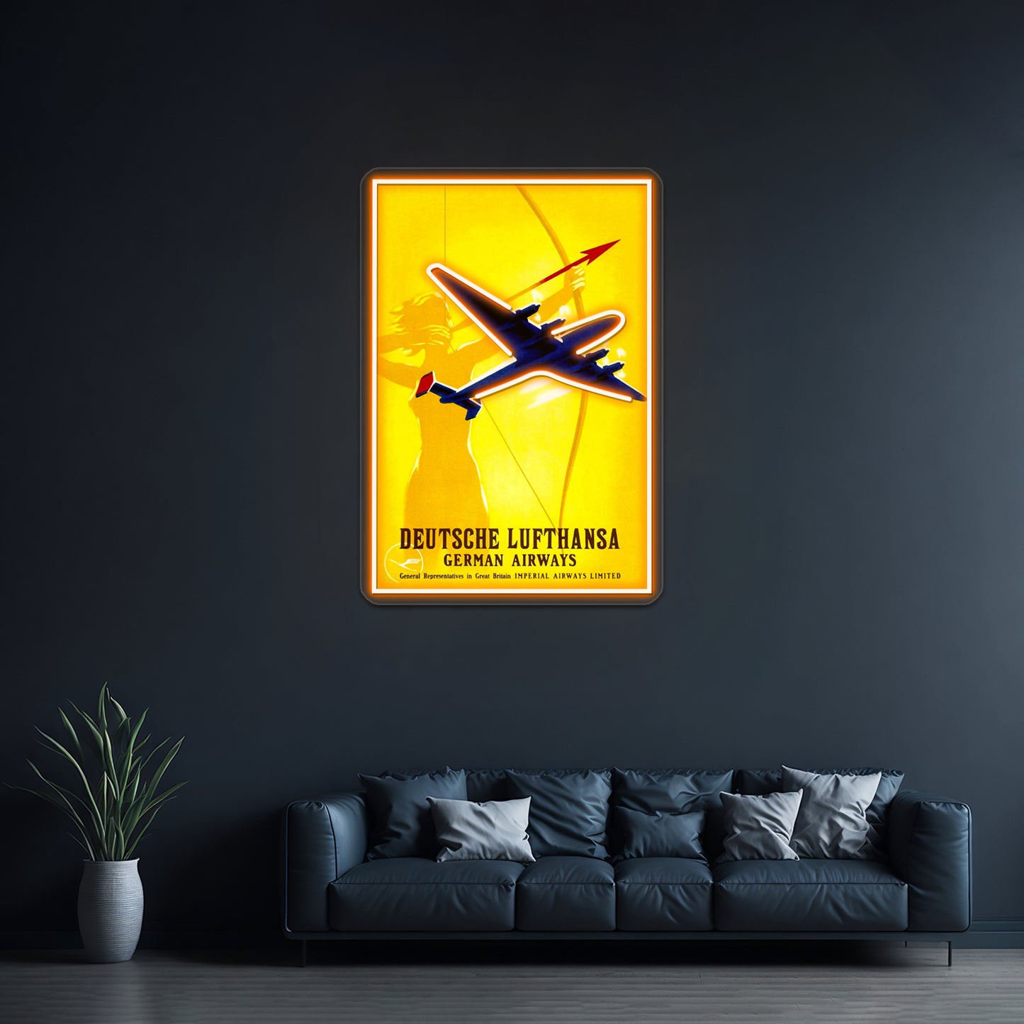 Deutsche Lufthansa German Airway Advertising Print Wall Artwork Neon Signs