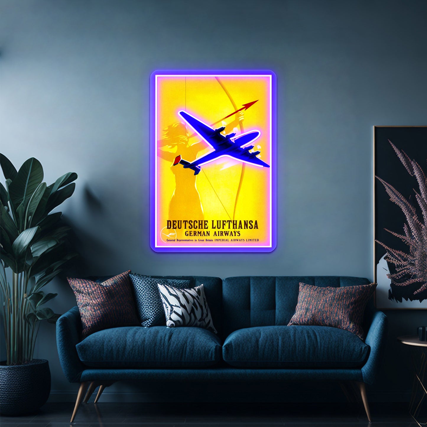 Deutsche Lufthansa German Airway Advertising Print Wall Artwork Neon Signs