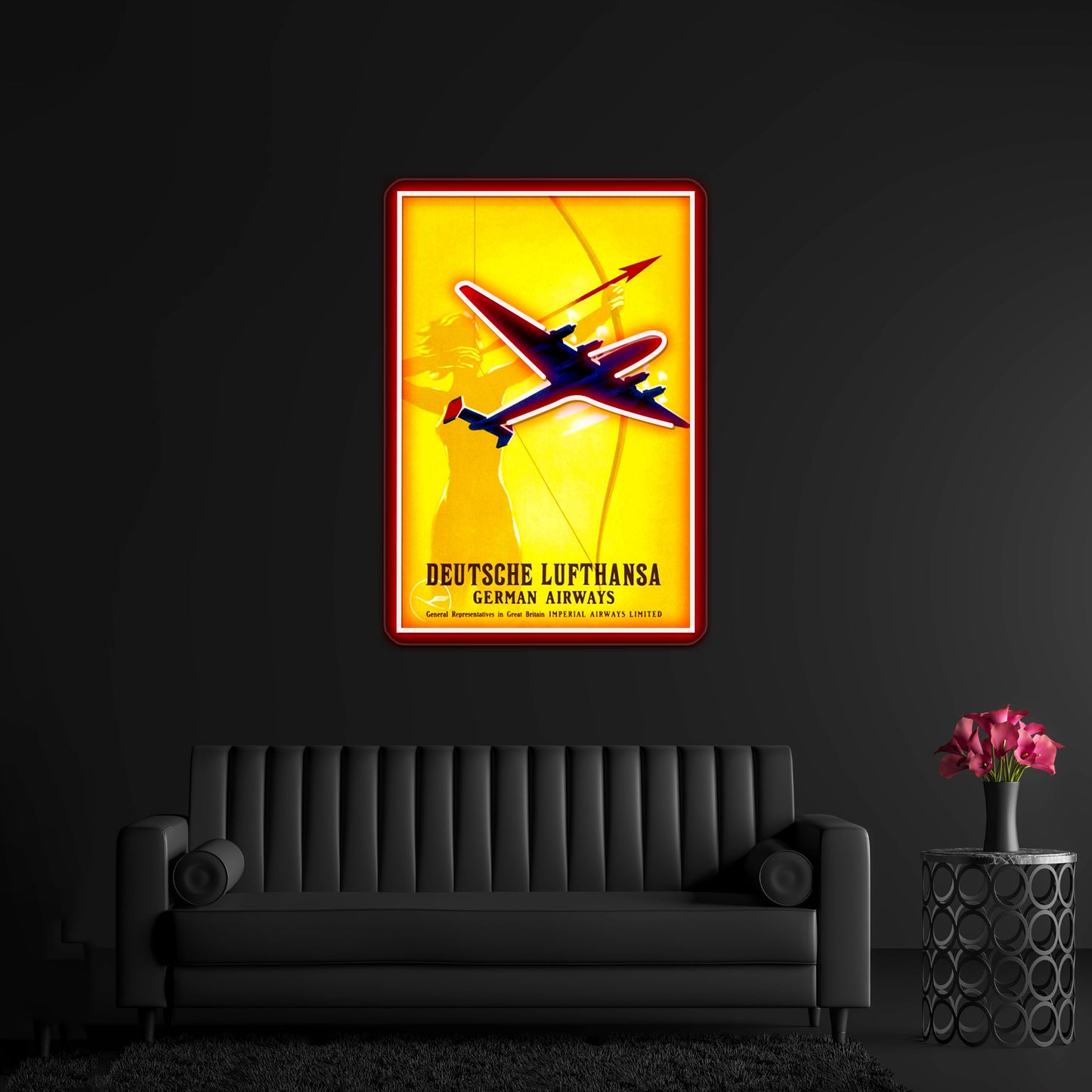 Deutsche Lufthansa German Airway Advertising Print Wall Artwork Neon Signs