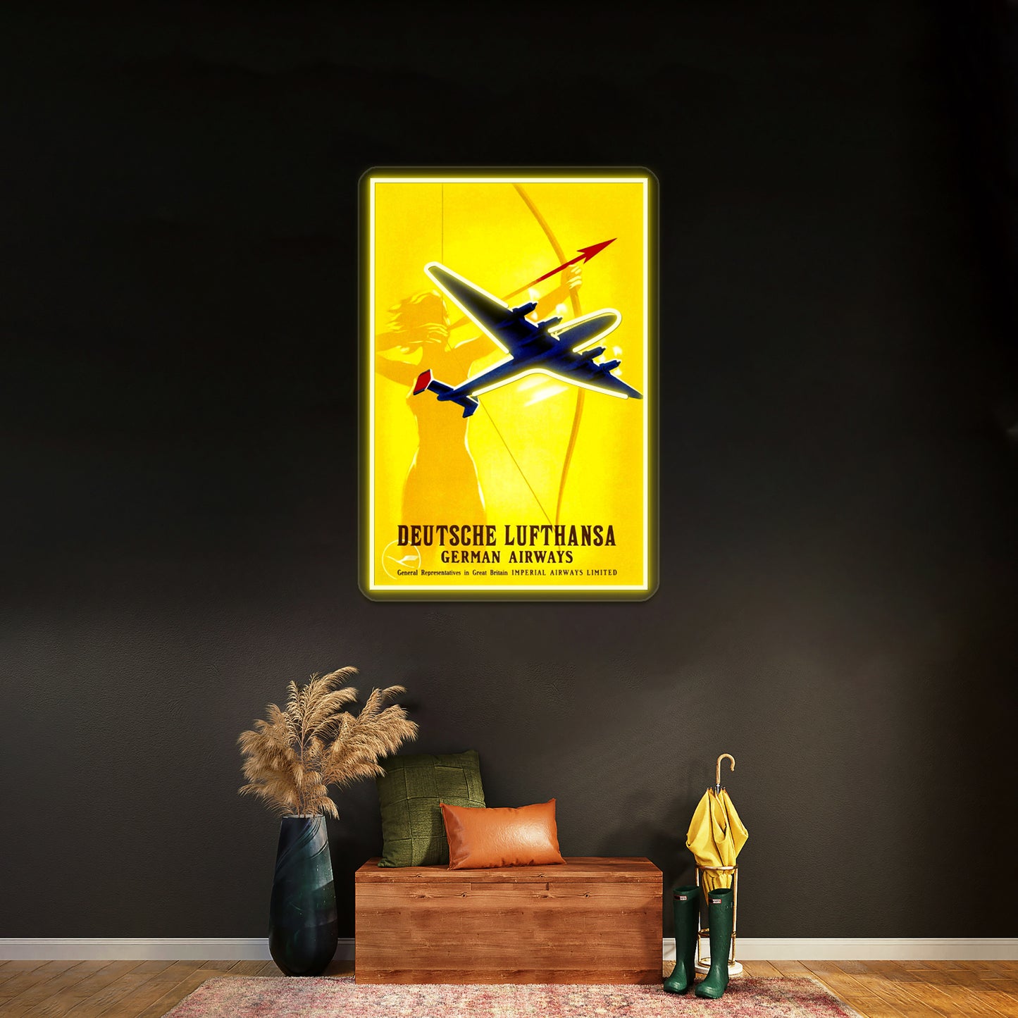 Deutsche Lufthansa German Airway Advertising Print Wall Artwork Neon Signs