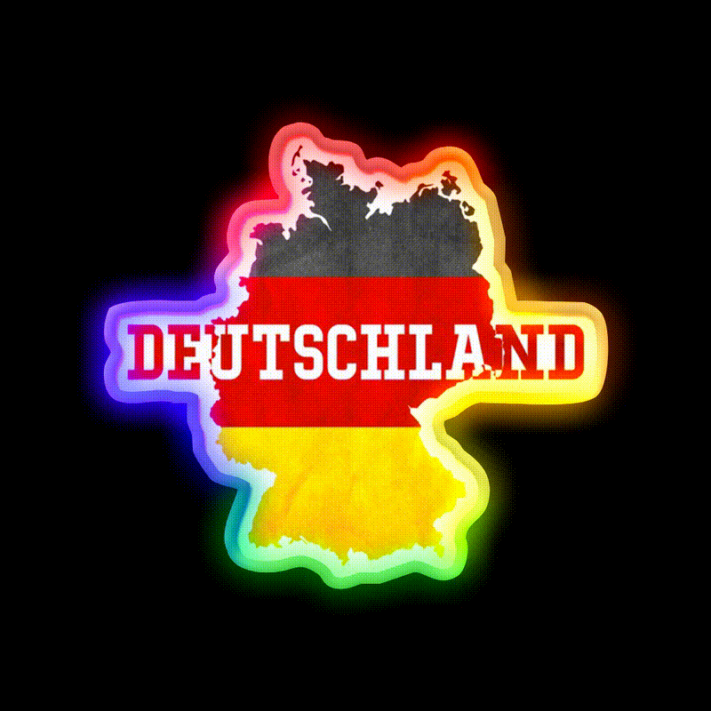 Deutschland Country With Germany Flag Beer Bar Decor Led Neon Sign Rgb Color - LED neon sign close-up detail