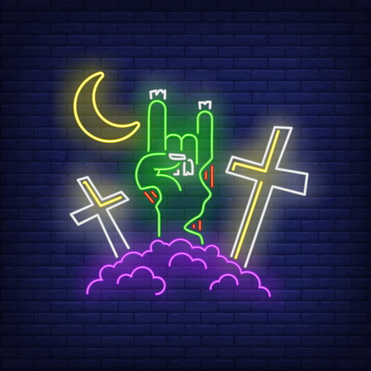 Devil Horn Zombie Hand Gesture Neon Sign | Shineneon