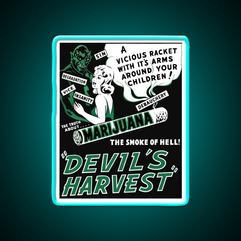 Devils Harvest Hemp Inspired Green Leaf Led Neon Sign Rgb Color - Size and dimension reference
