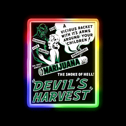 Devils Harvest Hemp Inspired Green Leaf Led Neon Sign Rgb Color - LED neon sign close-up detail