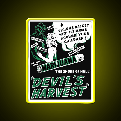 Devils Harvest Hemp Inspired Green Leaf Led Neon Sign Rgb Color - Shineneon