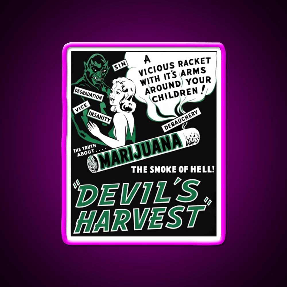 Devils Harvest Hemp Inspired Green Leaf Led Neon Sign Rgb Color - Shineneon