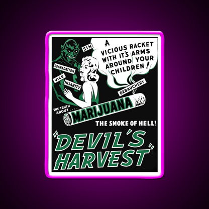 Devils Harvest Hemp Inspired Green Leaf Led Neon Sign Rgb Color - Shineneon