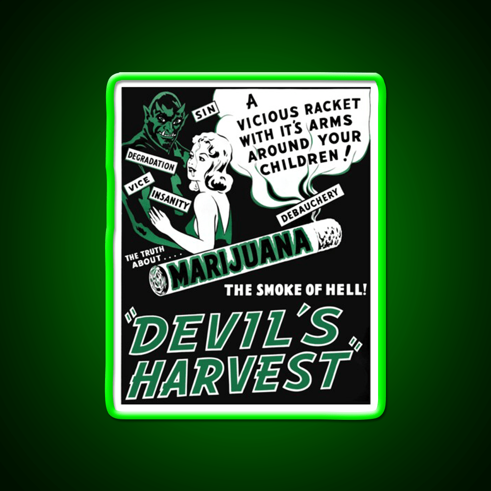Devils Harvest Hemp Inspired Green Leaf Led Neon Sign Rgb Color - Shineneon
