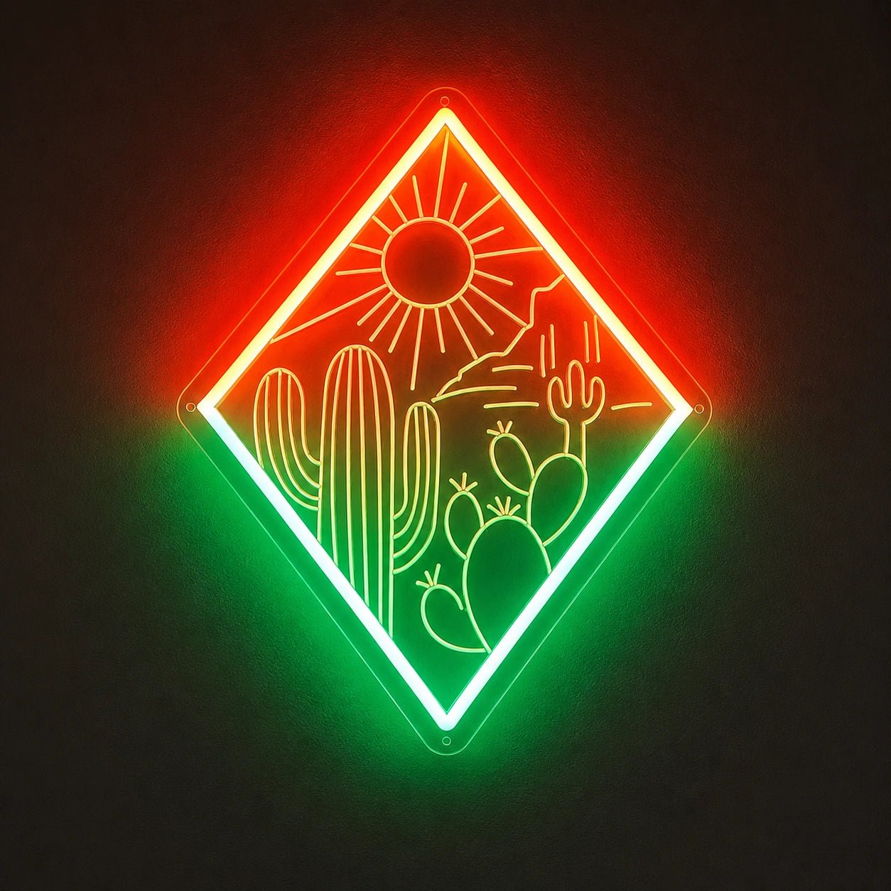 Diamond Cactus Sunset Vintage LED Neon Sign - Shineneon