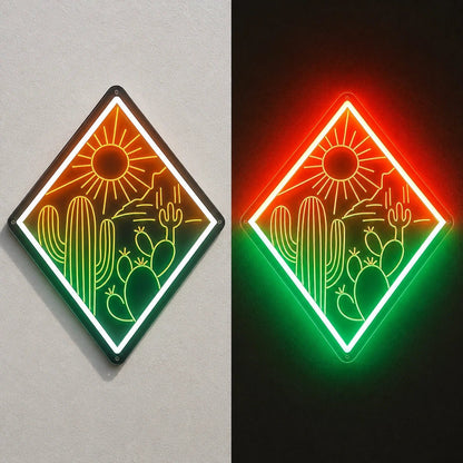 Diamond Cactus Sunset Vintage LED Neon Sign - Shineneon