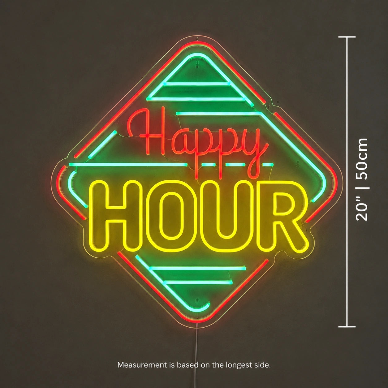 Diamond Happy Hour Neon Sign LED Neon Sign size image