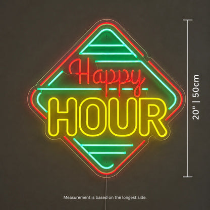 Diamond Happy Hour Neon Sign LED Neon Sign size image