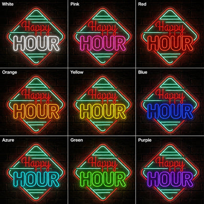 Diamond Happy Hour Neon Sign LED Neon Sign color grid