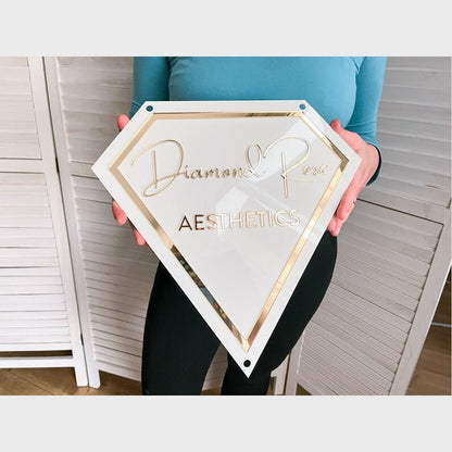 Diamond Rose Aesthetics Acrylic Business Logo Sign - Shineneon