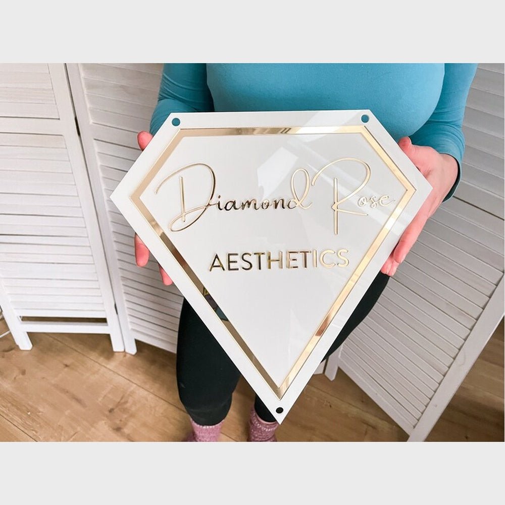 Diamond Rose Aesthetics Acrylic Business Logo Sign - Shineneon