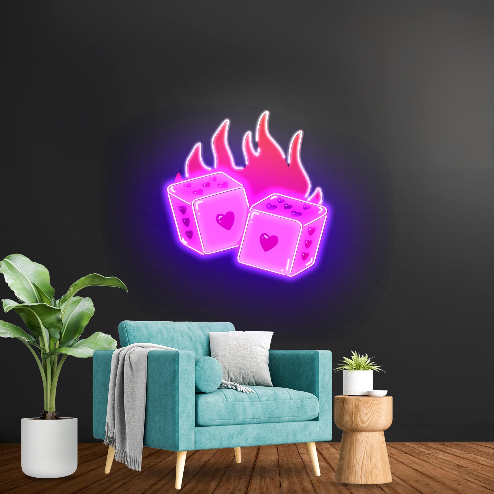 Dice Love Led Neon Acrylic Artwork