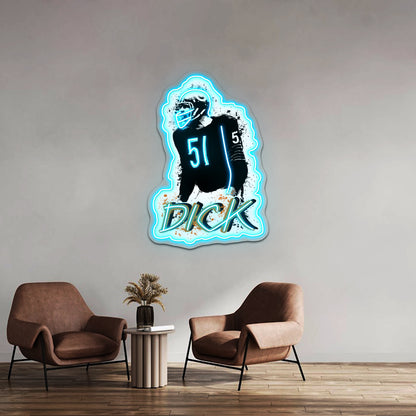 Dick Butkus Artwork Affordable Custom Neon Signs - Size and dimension reference