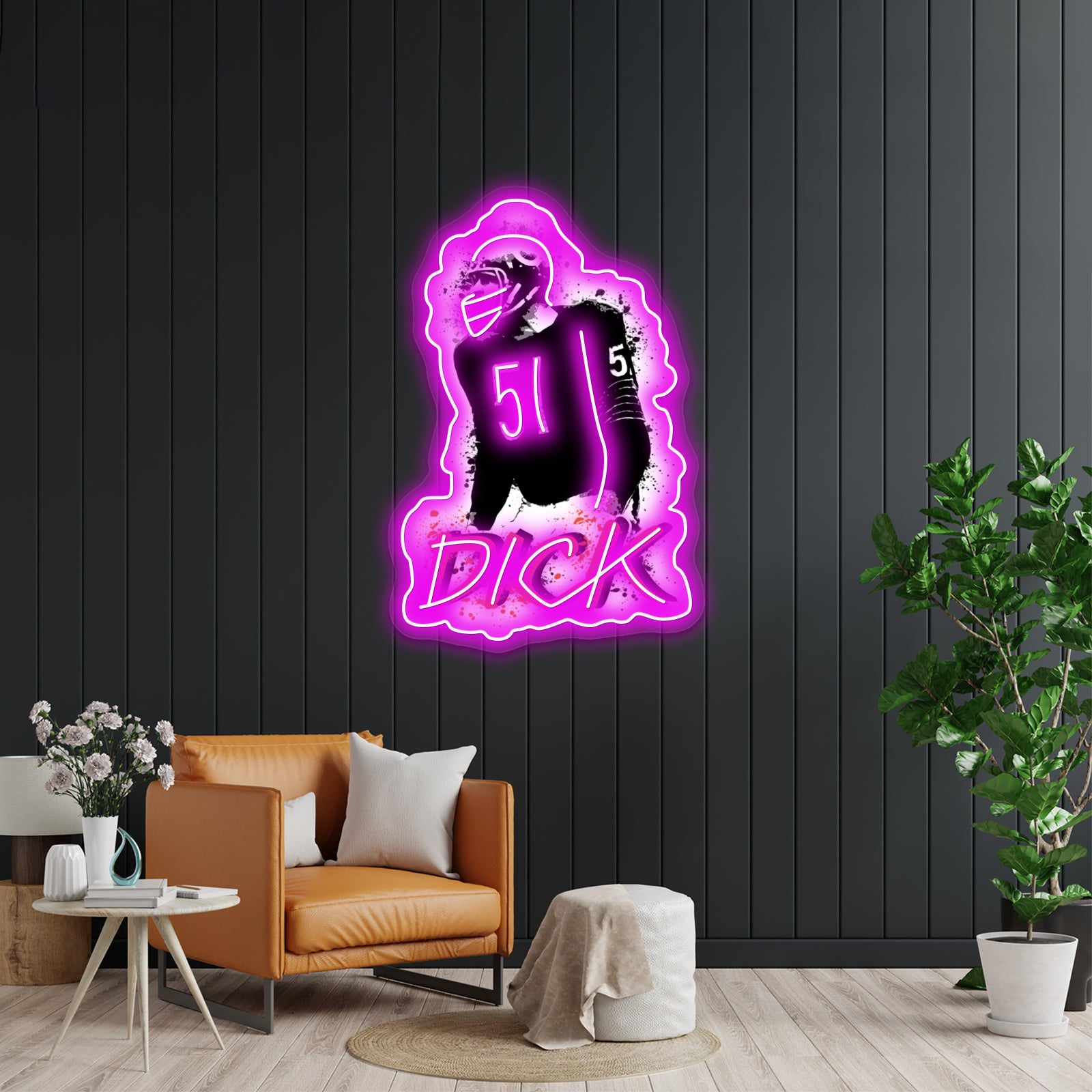 Dick Butkus Artwork Affordable Custom Neon Signs - LED neon sign close-up detail