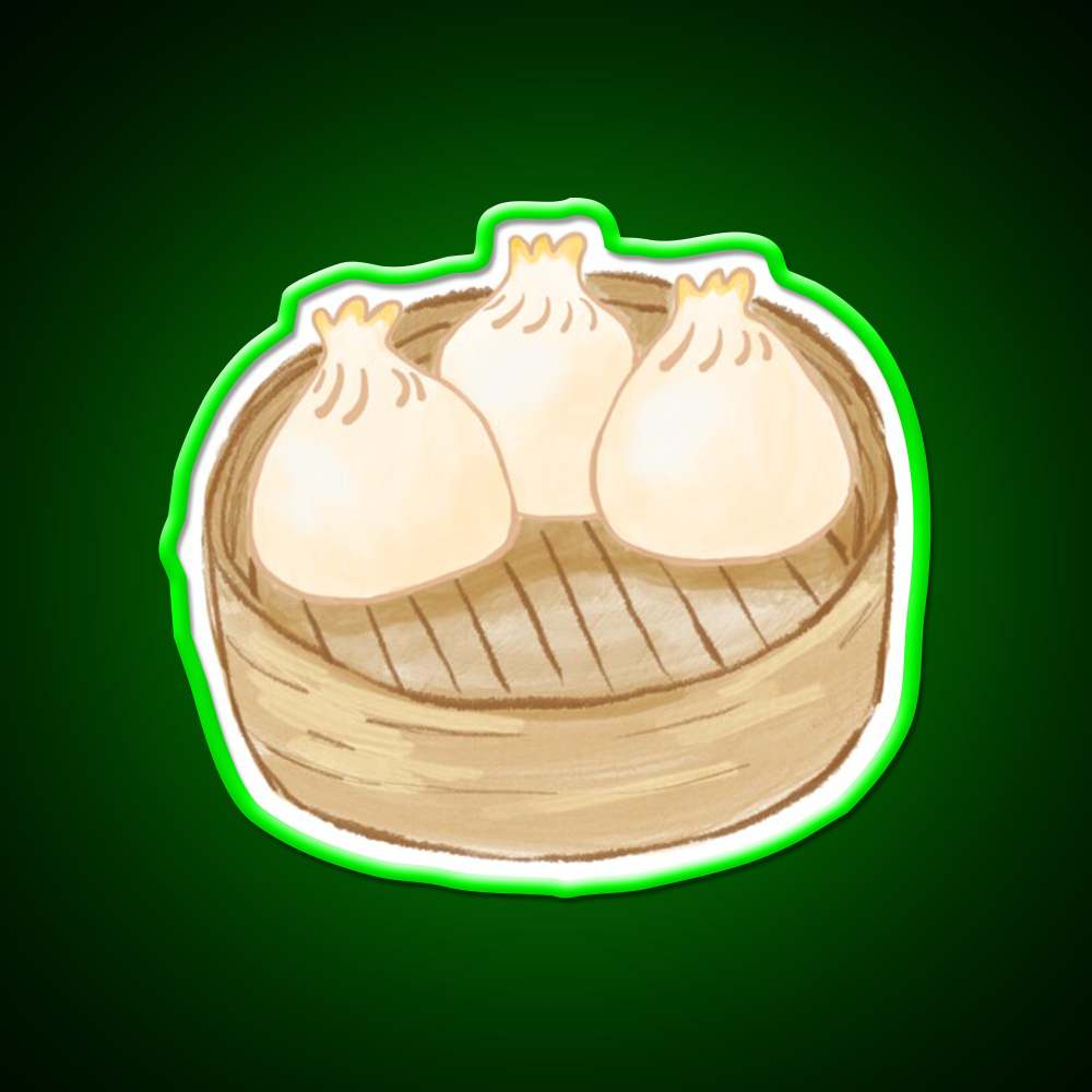 Dim Sum Steamer Basket Chinese Dumpling Led Neon Sign Chinese Food Rgb Color