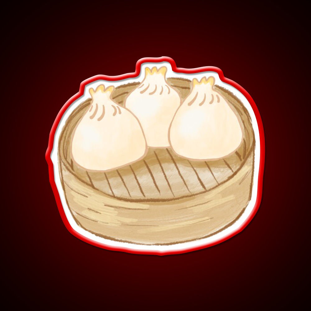 Dim Sum Steamer Basket Chinese Dumpling Led Neon Sign Chinese Food Rgb Color