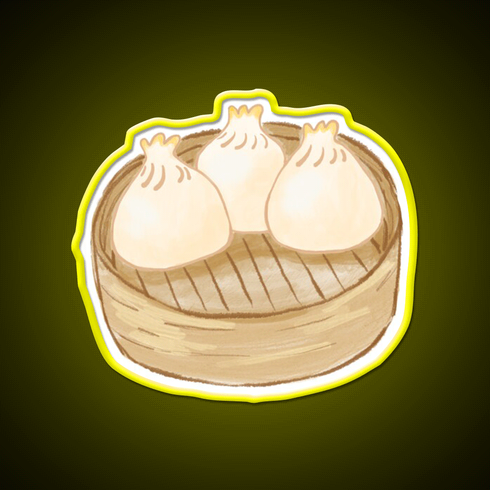 Dim Sum Steamer Basket Chinese Dumpling Led Neon Sign Chinese Food Rgb Color