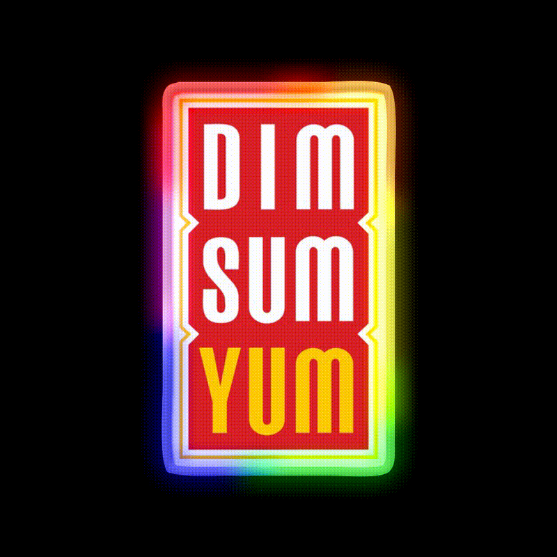 Dim Sum Yum Funny Asian Food Led Neon Sign Chinese Food Rgb Color