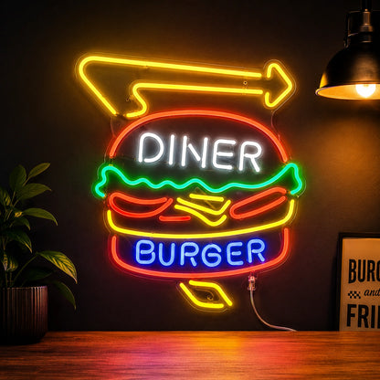 Diner Burger Arrow Neon Sign LED Neon Sign high-converting product image