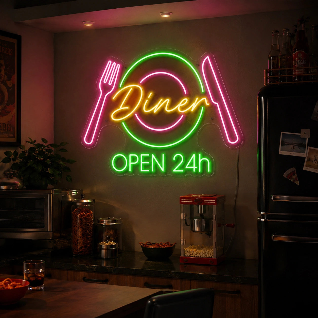 Diner Open 24h Home LED Neon Sign size image